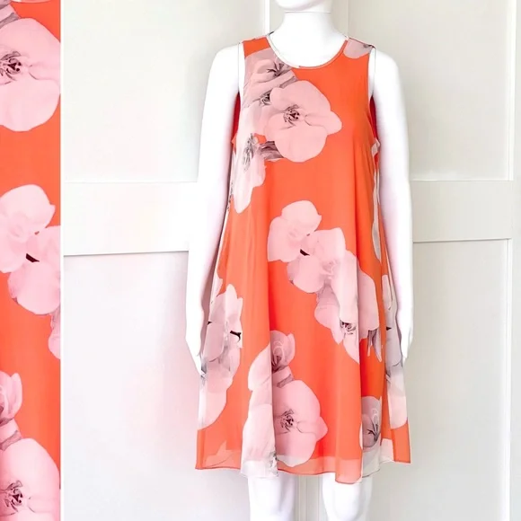 Calvin Klein Dresses | Floral Dress | Color: Orange/White | Size: 8 | Msjordans87'S Closet